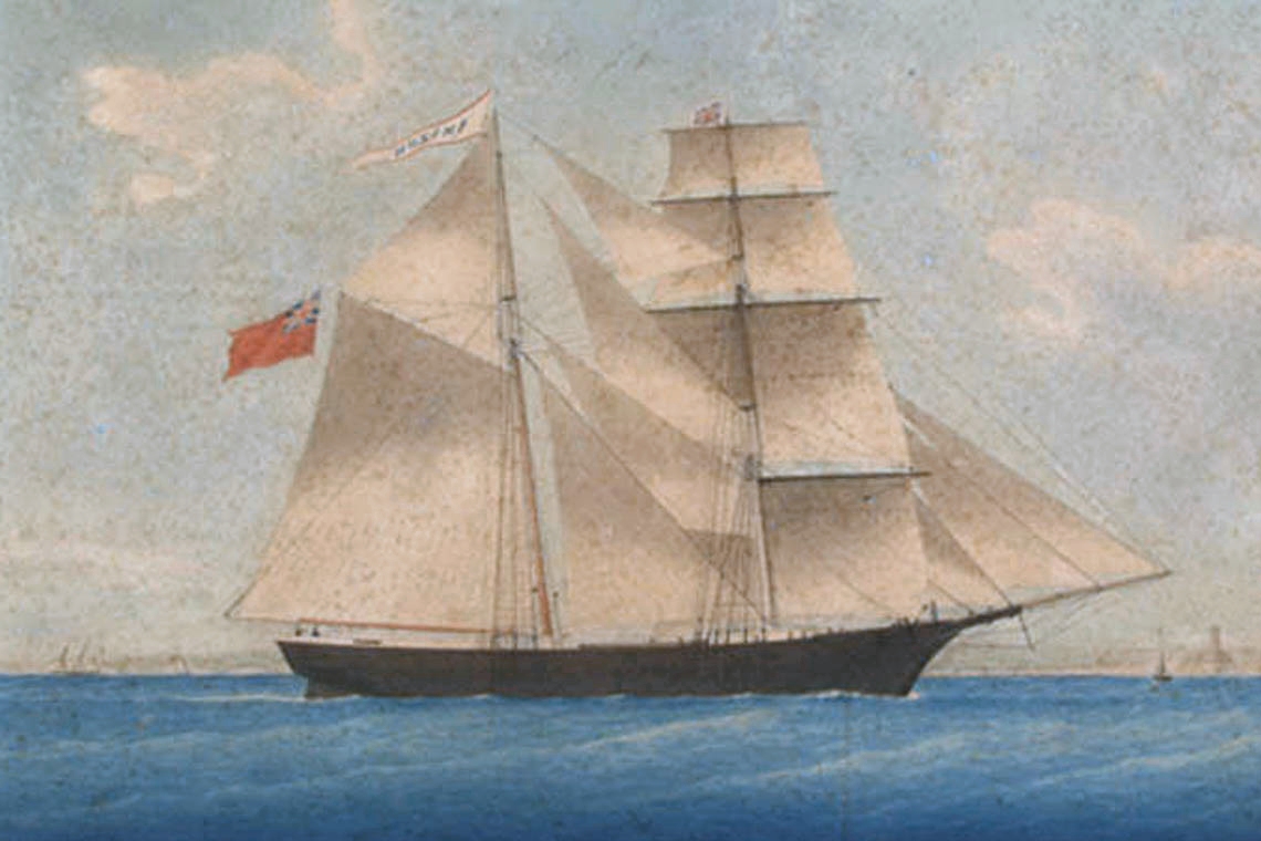 Nineteenth-century painting of the brigantine Mary Celeste under sail