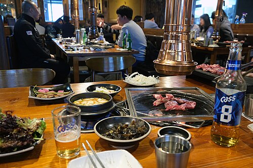 Grill of pork belly and beef