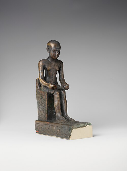 Ancient bronze statuette inscribed with Imhotep's name