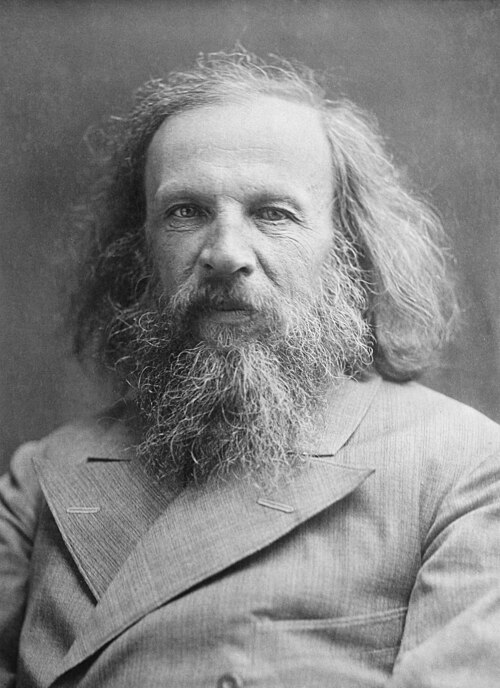 Portrait of Dmitri Mendeleev, creator of the periodic table.