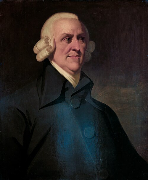 Portrait medallion of Adam Smith, author of The Wealth of Nations.
