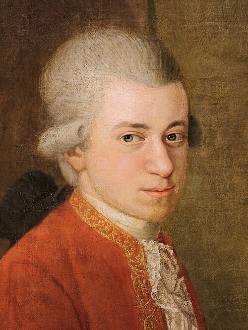 18th-century oil portrait of Wolfgang Amadeus Mozart