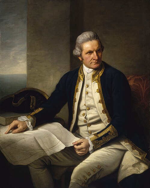 Portrait of Captain James Cook, the Pacific navigator and cartographer.