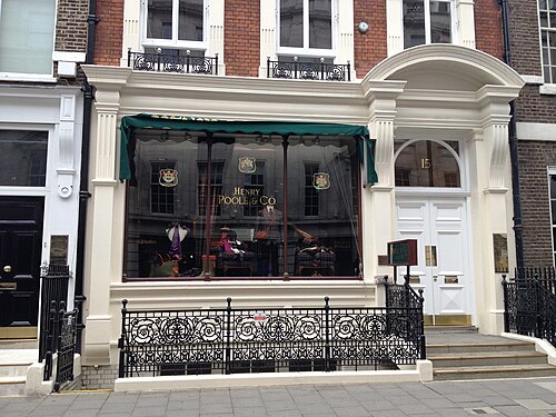 The Savile Row premises of Henry Poole & Co, founders of Savile Row tailoring.