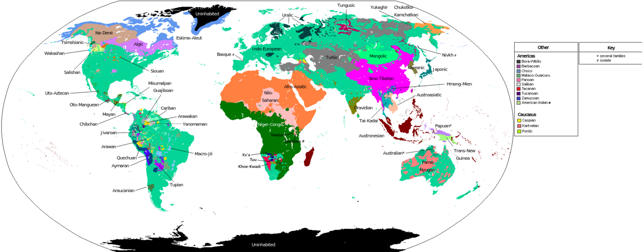 Map-related imagery for Language families