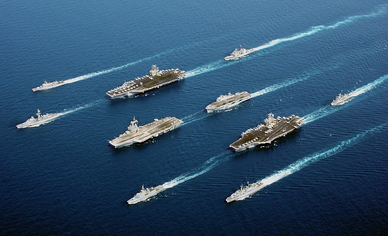 Historical aircraft carrier at sea